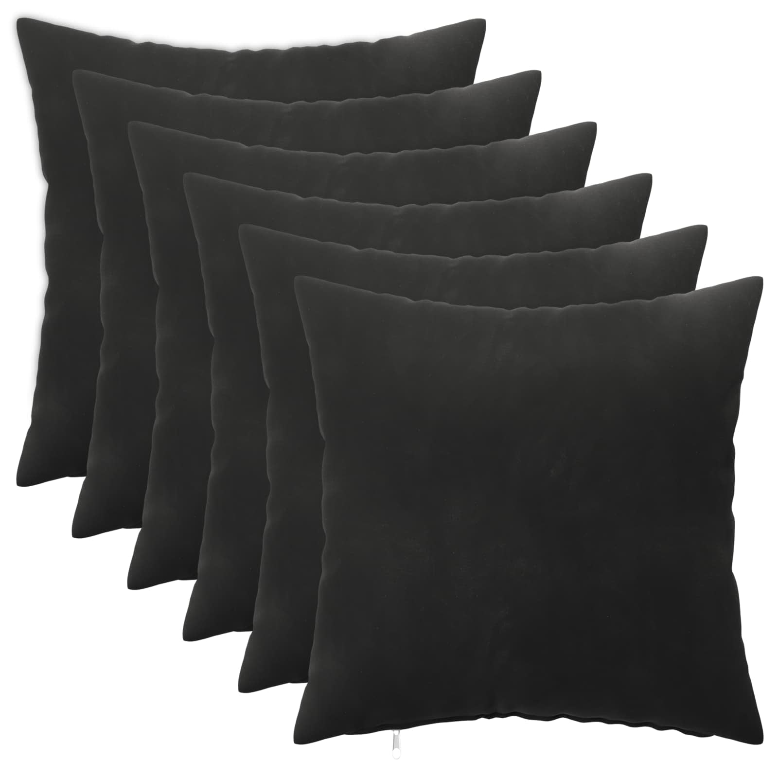 vidaXL Poszewka na poduszkę 6 pcs HEERLEN Czarny 30 x 30 cm Welur