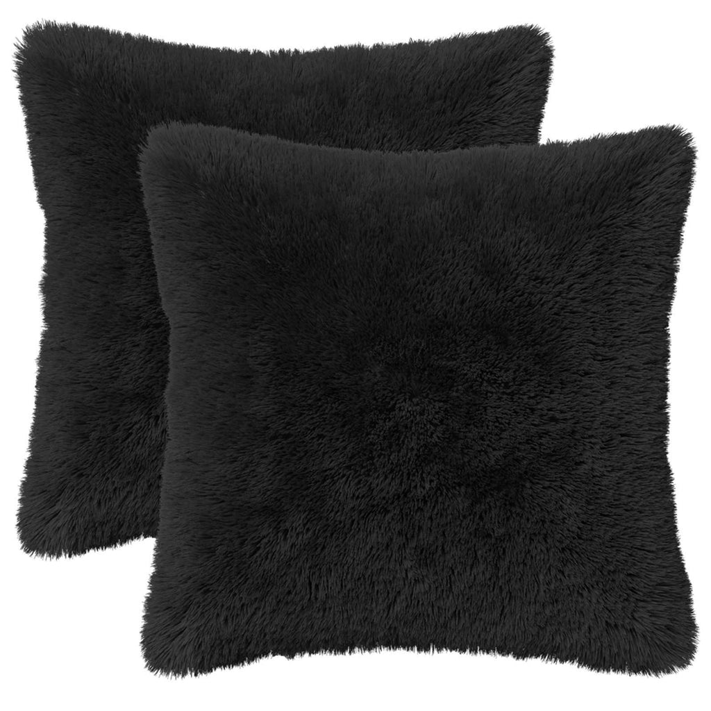 vidaXL Poszewka na poduszkę 2 pcs HEERLEN Czarny 30 x 30 cm Fleece PV