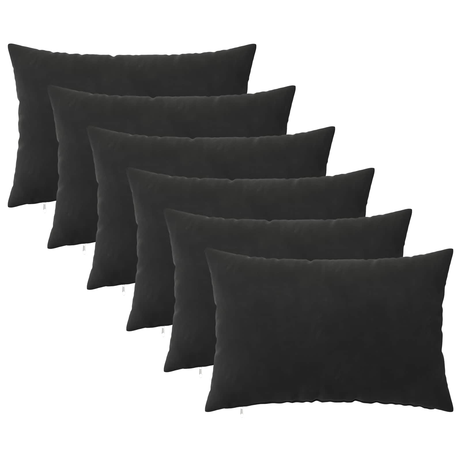 vidaXL Poszewka na poduszkę 6 pcs HEERLEN Czarny 30 x 50 cm Welur