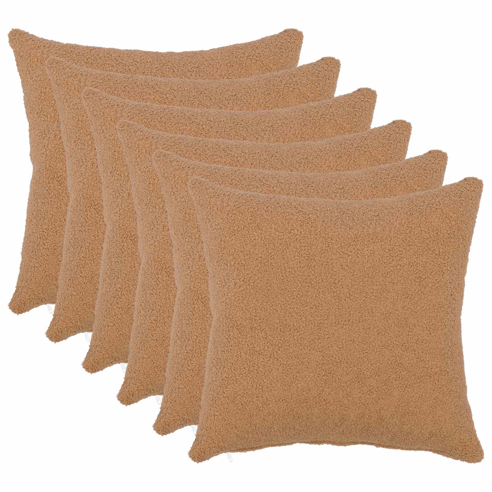 vidaXL Poszewka na poduszkę 6 pcs HEERLEN Beżowy 40 x 40 cm Bouclé