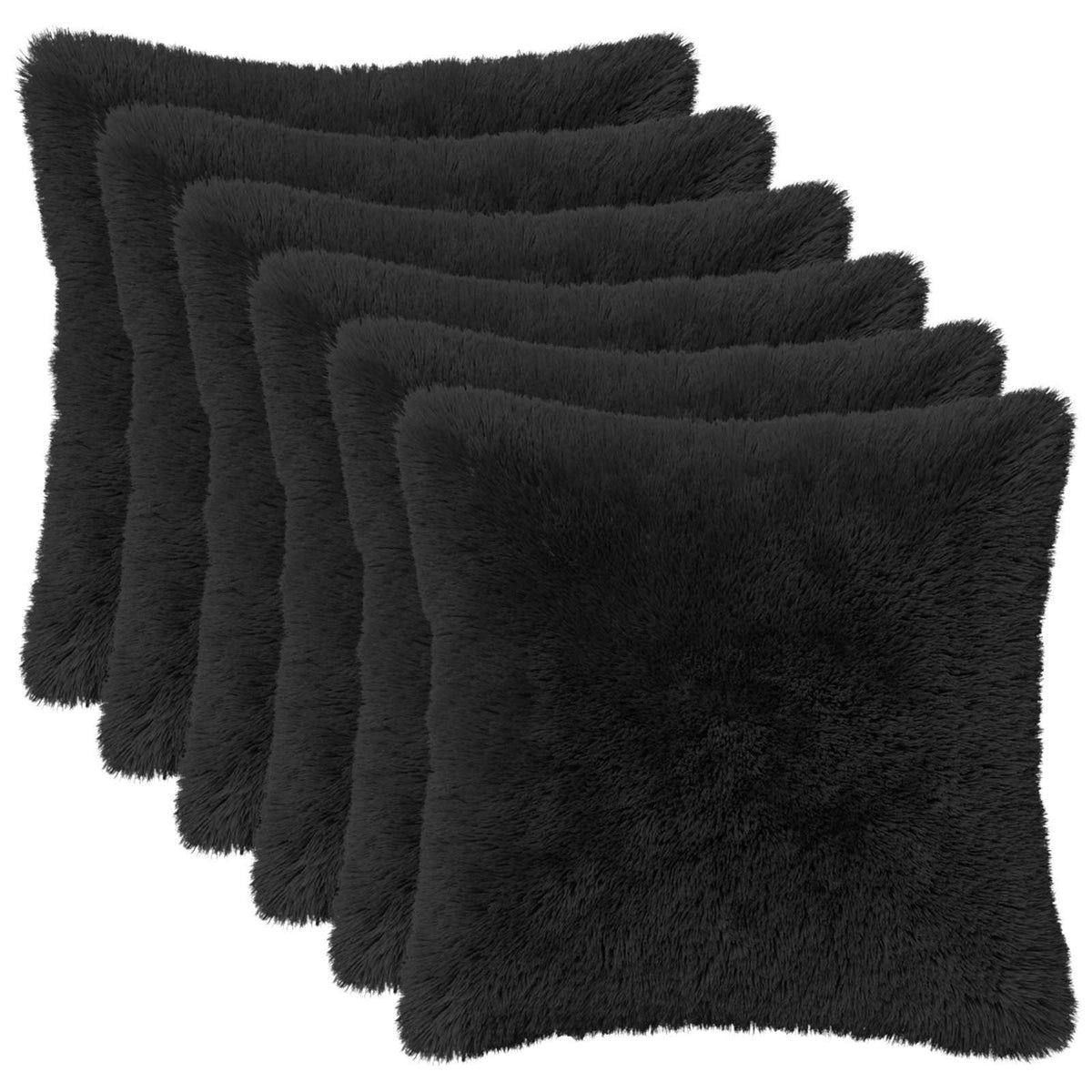 vidaXL Poszewka na poduszkę 6 pcs HEERLEN Czarny 40 x 40 cm Fleece PV