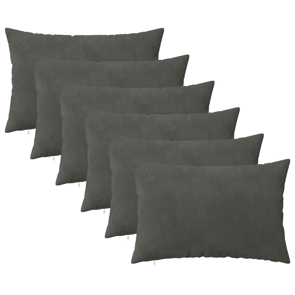 vidaXL Poszewka na poduszkę 6 pcs HEERLEN ciemnoszary 40 x 60 cm Welur