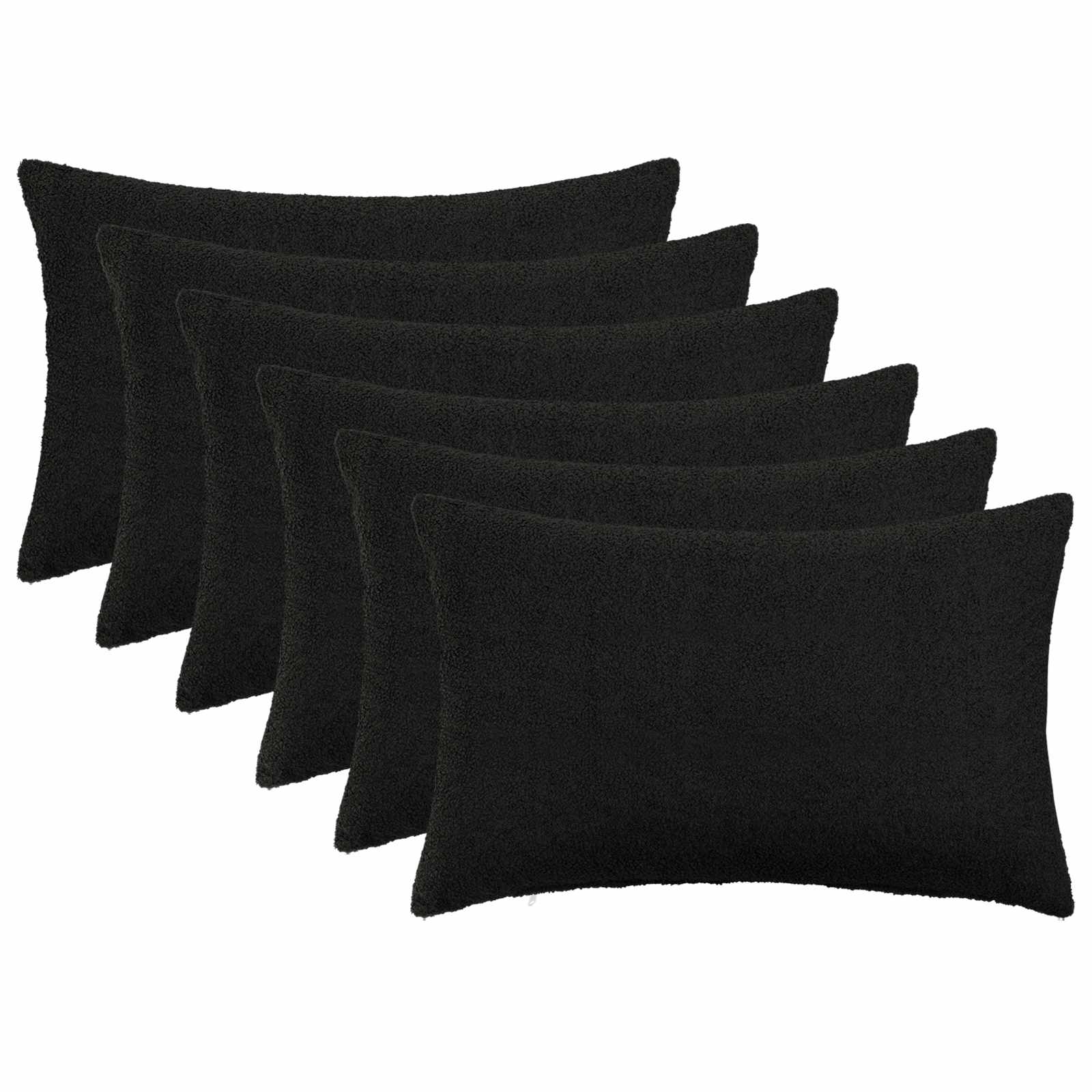 vidaXL Poszewka na poduszkę 6 pcs HEERLEN Czarny 40 x 60 cm Bouclé