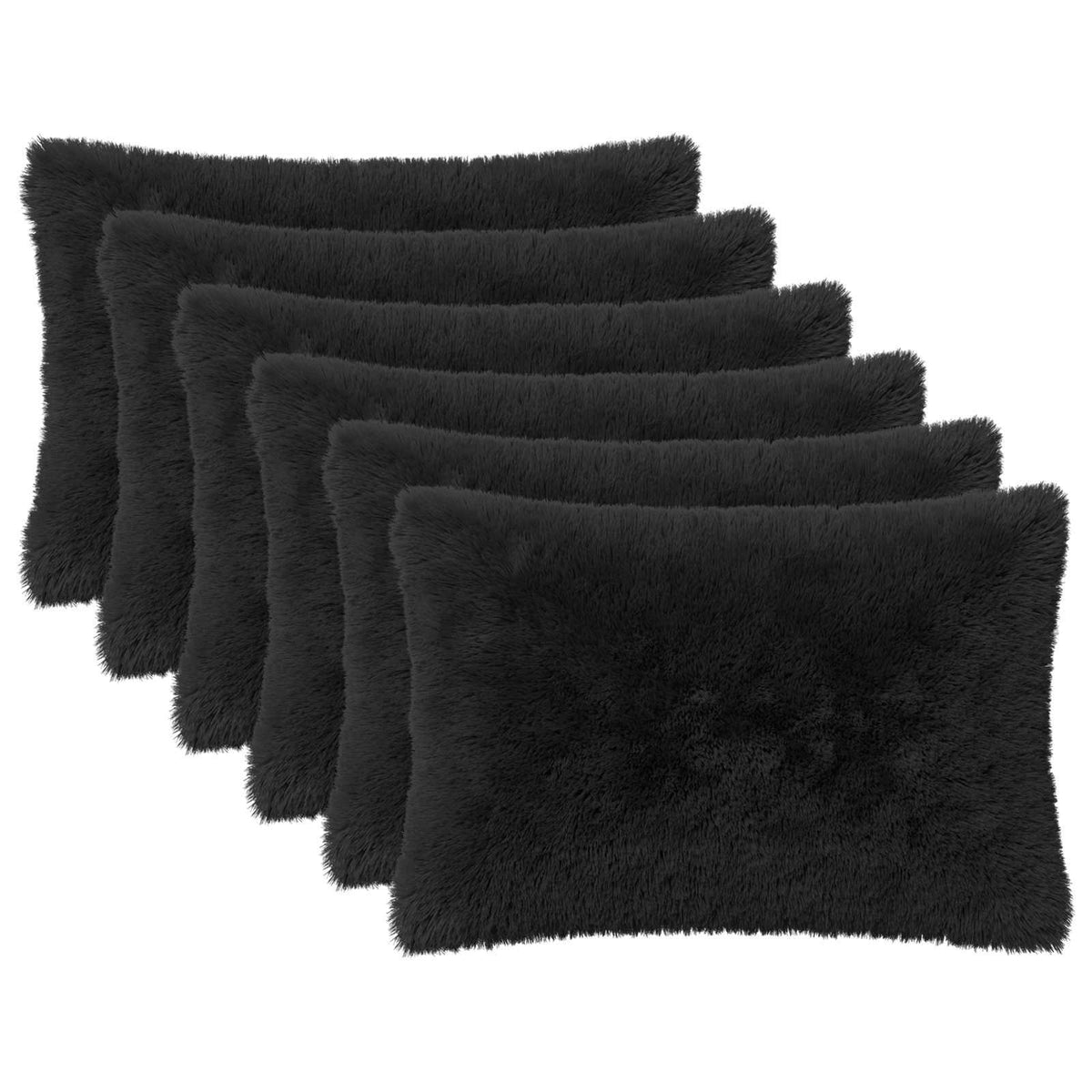 vidaXL Poszewka na poduszkę 6 pcs HEERLEN Czarny 40 x 60 cm Fleece PV