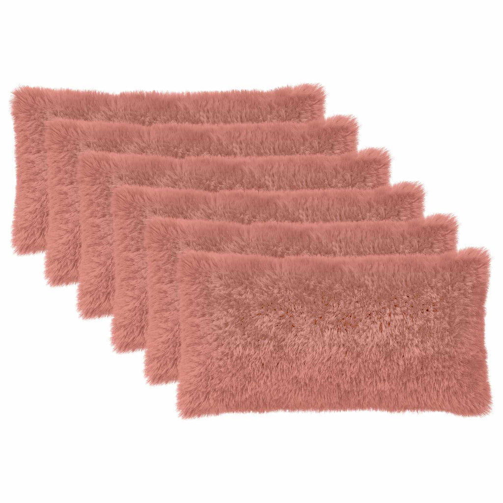 vidaXL Poszewka na poduszkę 6 pcs HEERLEN różowy 40 x 70 cm Fleece PV