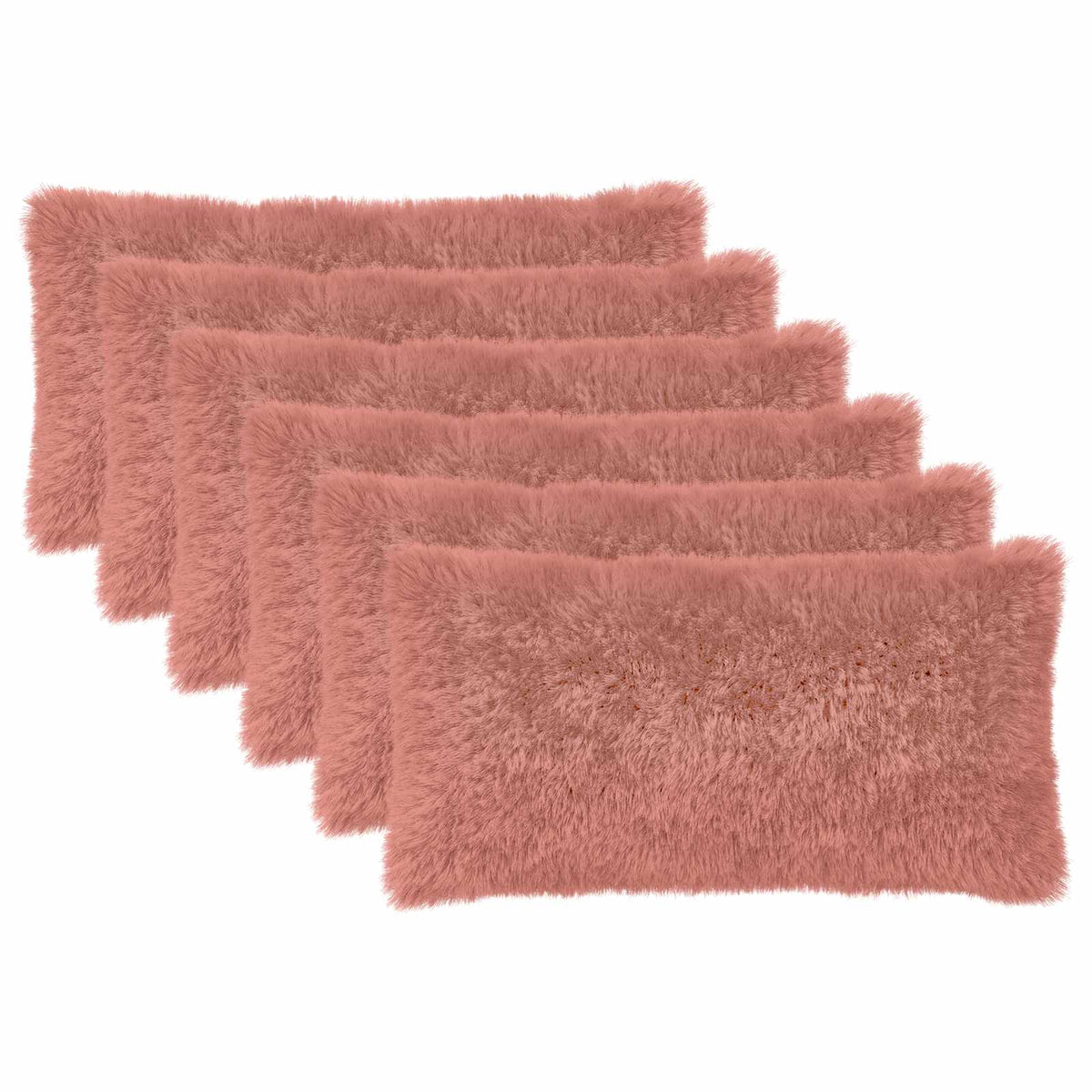 vidaXL Poszewka na poduszkę 6 pcs HEERLEN różowy 40 x 70 cm Fleece PV