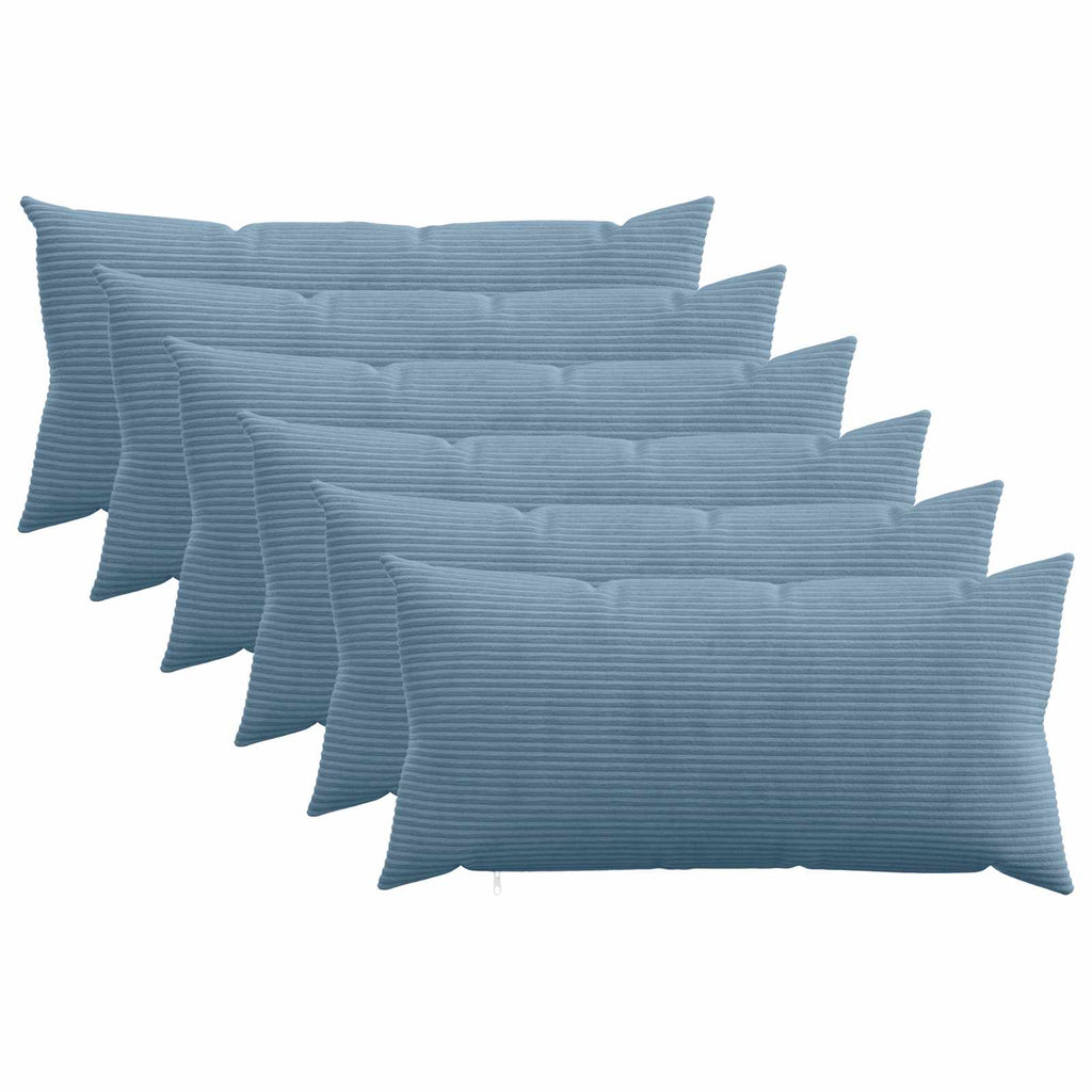 vidaXL Poszewka na poduszkę 6 pcs HEERLEN niebieski 40 x 80 cm sztruks