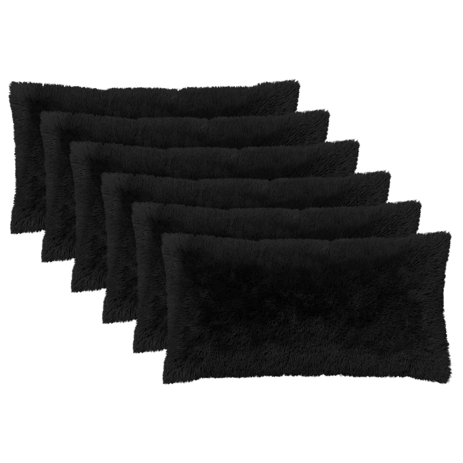 vidaXL Poszewka na poduszkę 6 pcs HEERLEN Czarny 40 x 80 cm Fleece PV