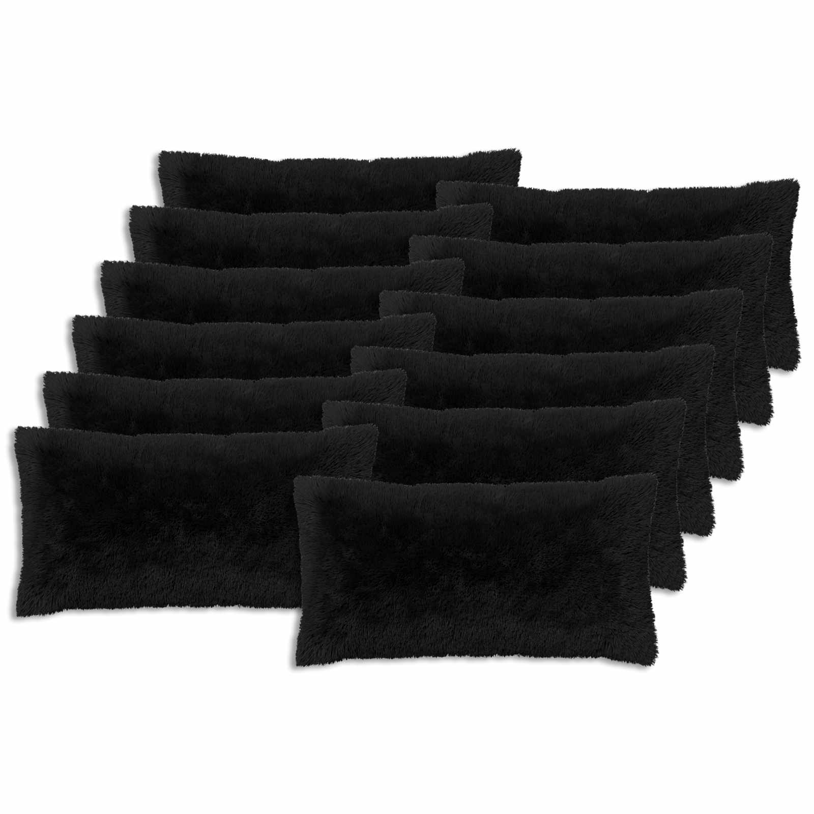 vidaXL Poszewka na poduszkę 12 pcs HEERLEN Czarny 40 x 80 cm Fleece PV
