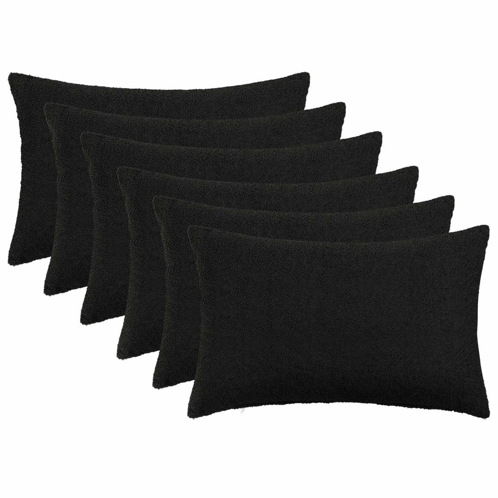 vidaXL Poszewka na poduszkę 6 pcs HEERLEN Czarny 50 x 70 cm Bouclé