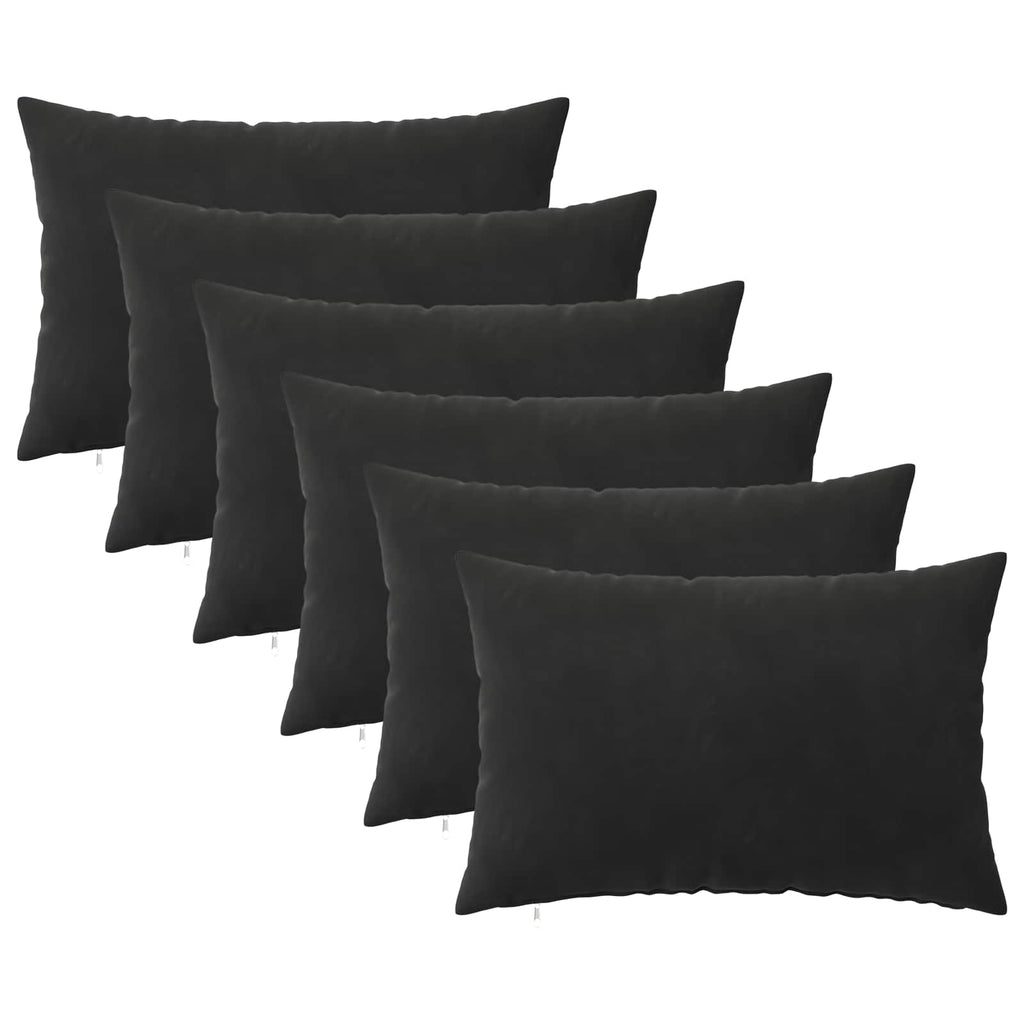 vidaXL Poszewka na poduszkę 6 pcs HEERLEN Czarny 50 x 75 cm Welur