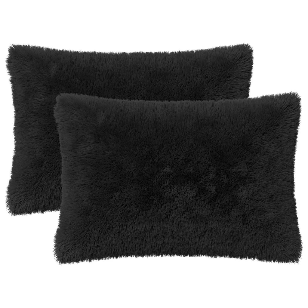 vidaXL Poszewka na poduszkę 2 pcs HEERLEN Czarny 50 x 75 cm Fleece PV