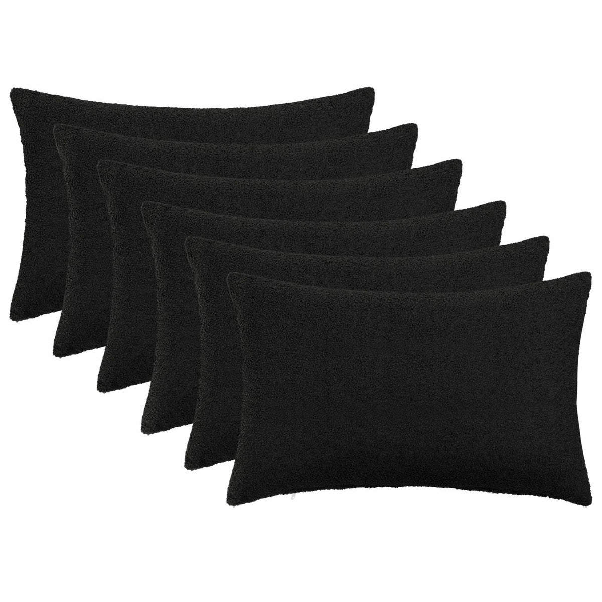 vidaXL Poszewka na poduszkę 6 pcs HEERLEN Czarny 50 x 80 cm Bouclé