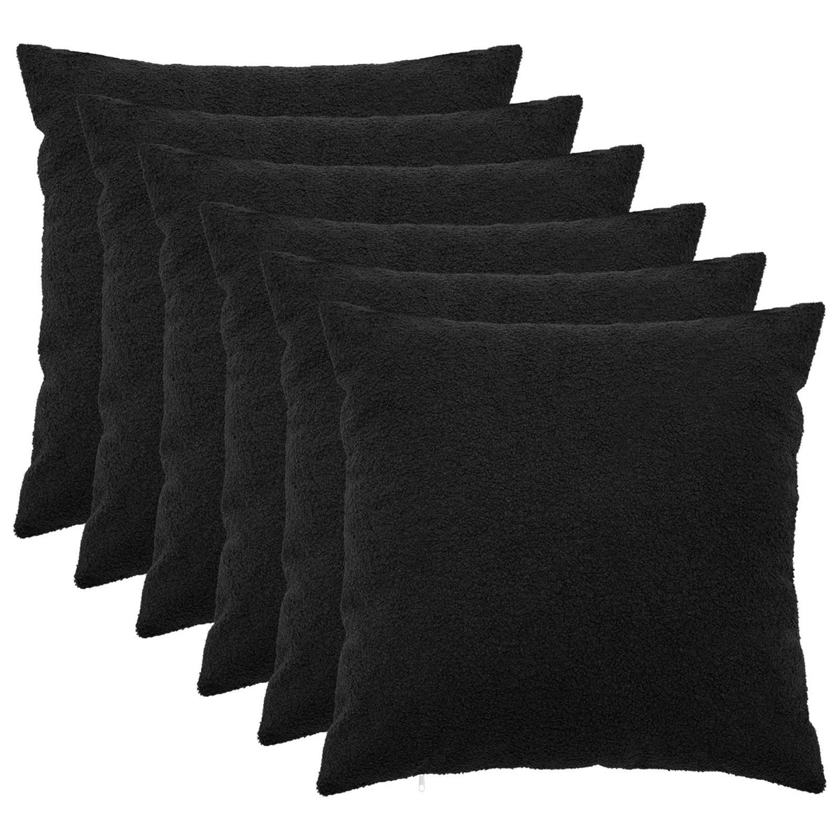 vidaXL Poszewka na poduszkę 6 pcs HEERLEN Czarny 55 x 55 cm Bouclé