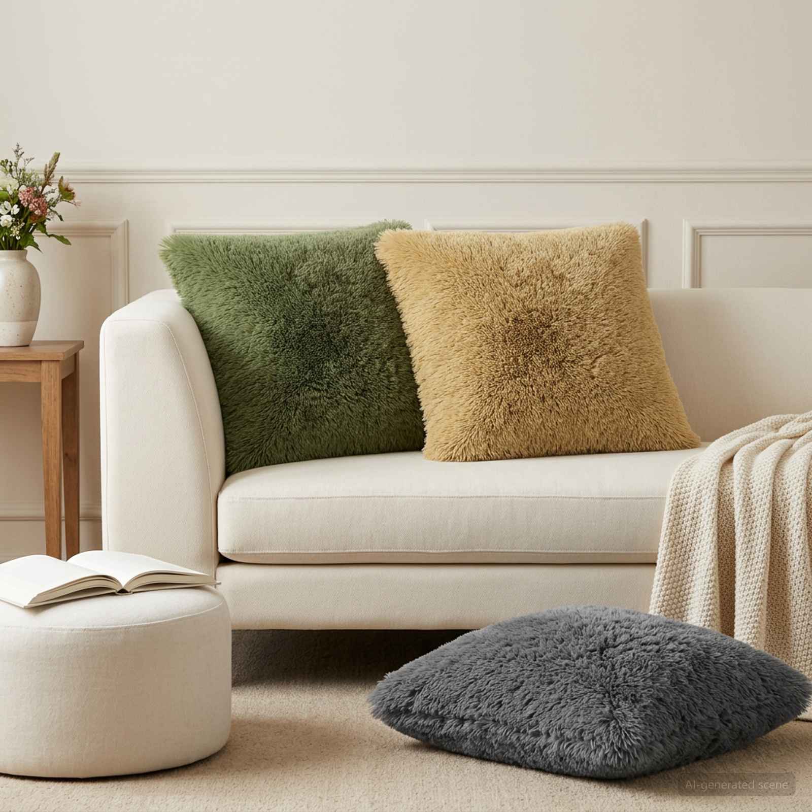 vidaXL Poduszka z poduszką HEERLEN 2 szt. Jasnozielony Fleece PV
