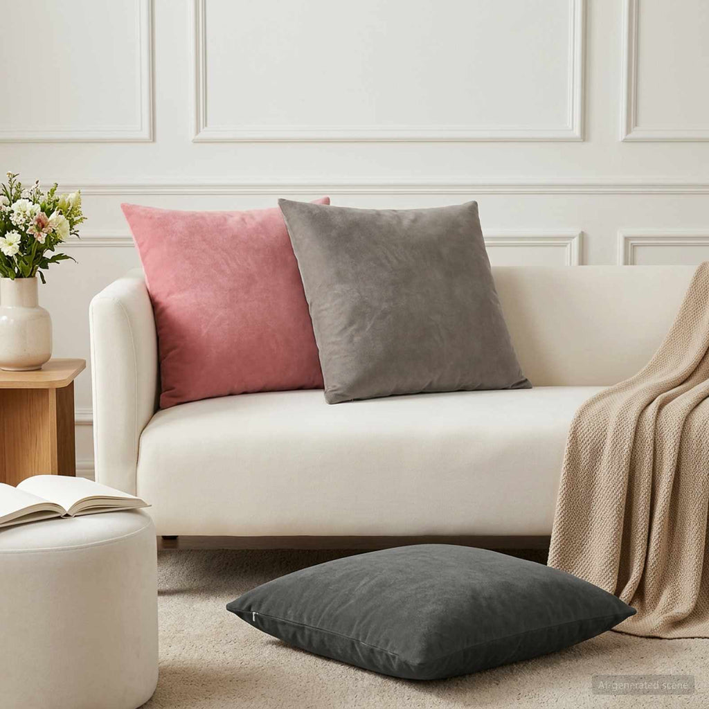 vidaXL Poszewka na poduszkę 2 pcs HEERLEN jasnoszary 65 x 65 cm Welur