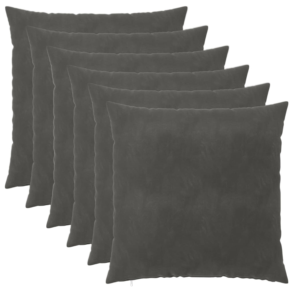 vidaXL Poszewka na poduszkę 6 pcs HEERLEN ciemnoszary 65 x 65 cm Welur