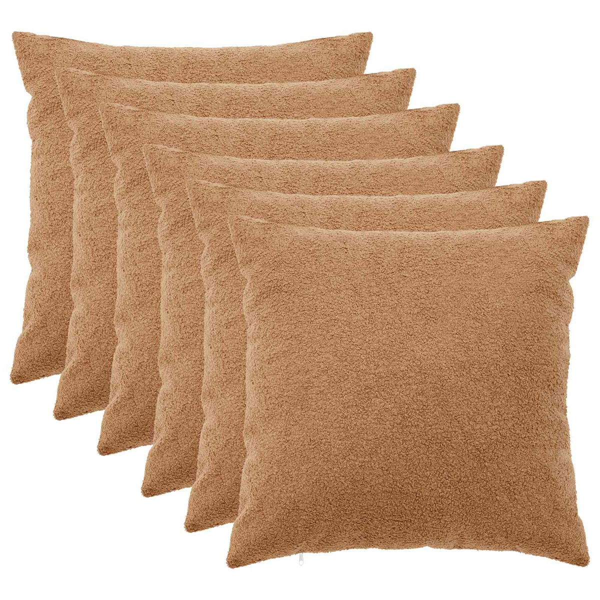 vidaXL Poszewka na poduszkę 6 pcs HEERLEN Beżowy 65 x 65 cm Bouclé