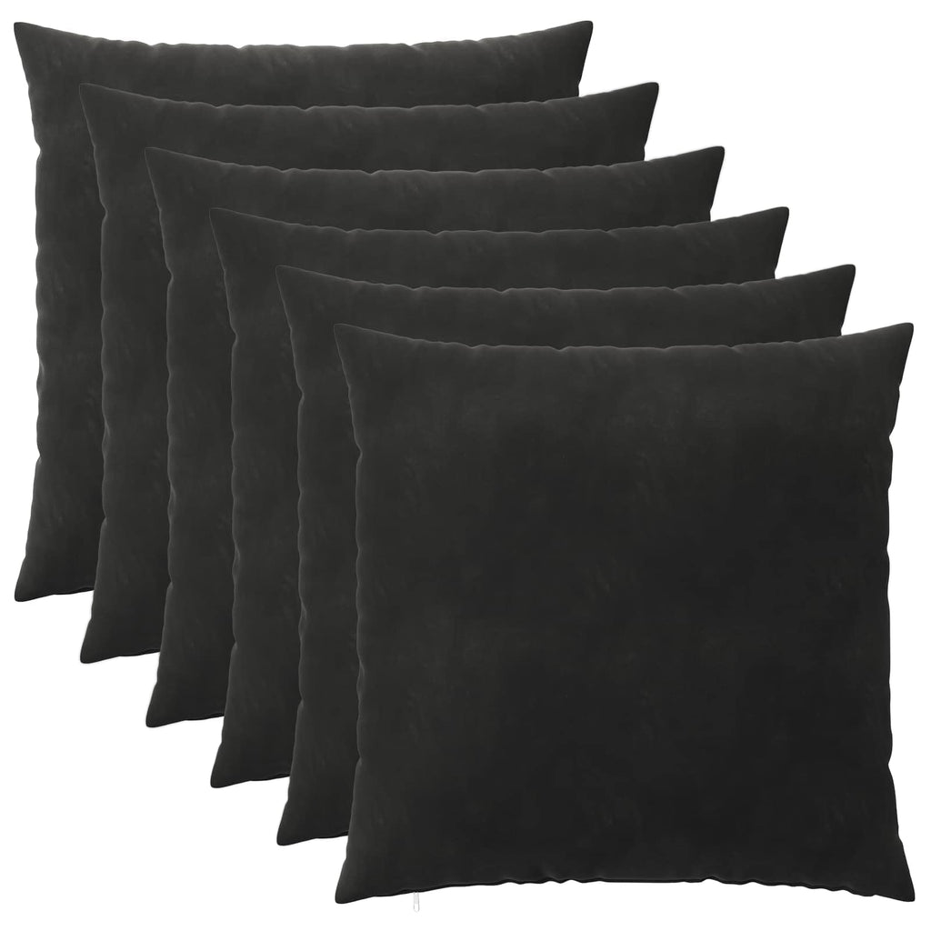 vidaXL Poszewka na poduszkę 6 pcs HEERLEN Czarny 80 x 80 cm Welur
