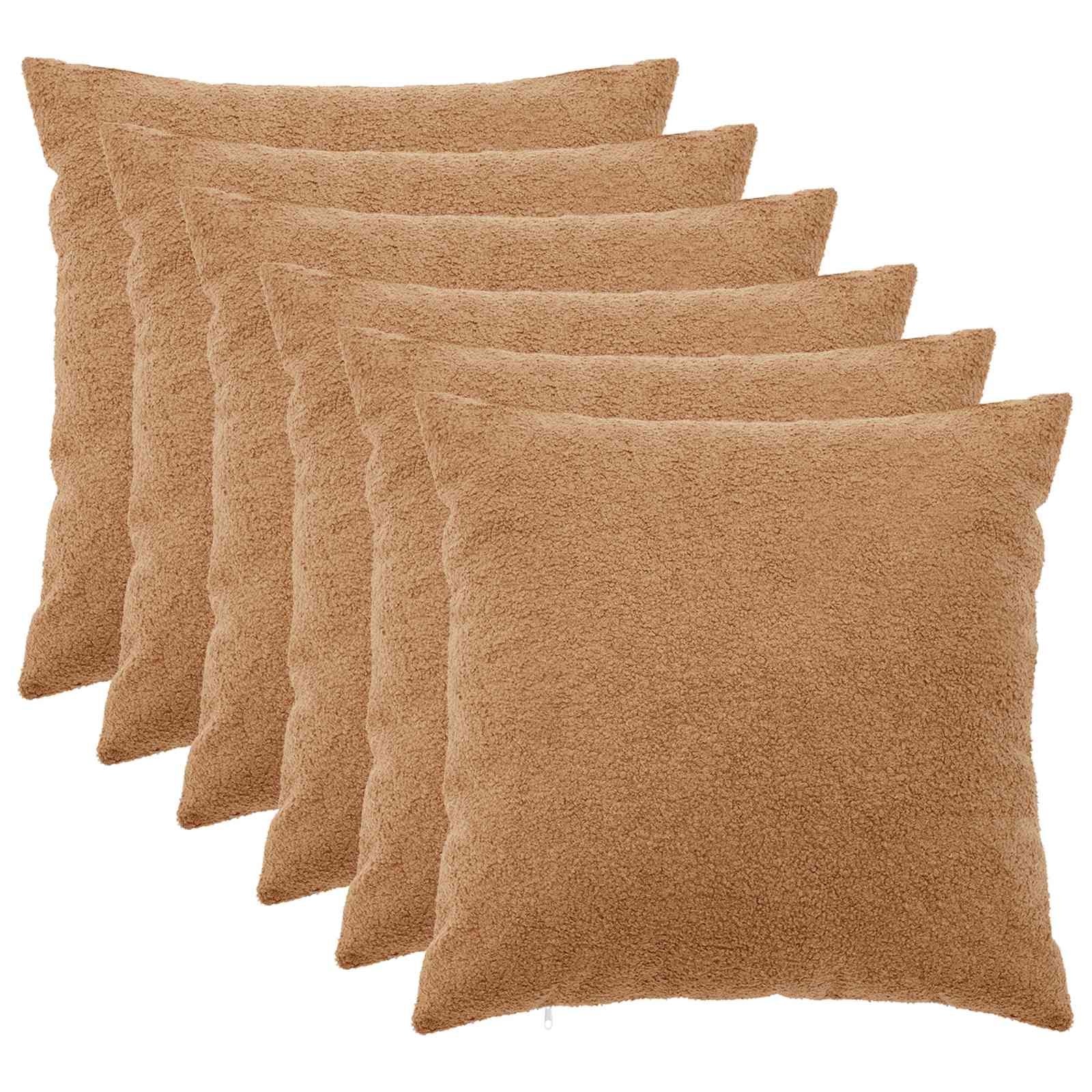 vidaXL Poszewka na poduszkę 6 pcs HEERLEN Beżowy 80 x 80 cm Bouclé