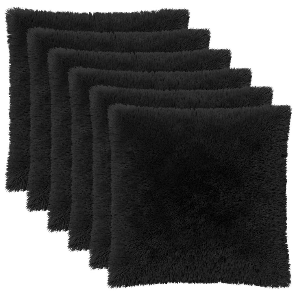 vidaXL Poszewka na poduszkę 6 pcs HEERLEN Czarny 80 x 80 cm Fleece PV