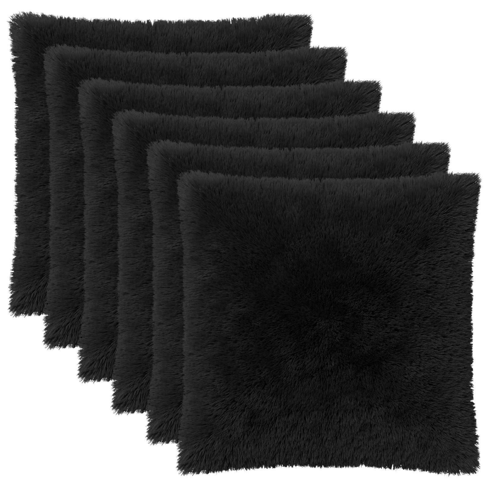 vidaXL Poszewka na poduszkę 6 pcs HEERLEN Czarny 80 x 80 cm Fleece PV