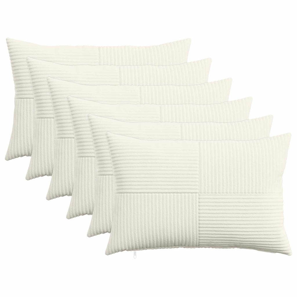 vidaXL Poszewka na poduszkę 6 pcs ALMELO kremowy 40 x 60 cm sztruks