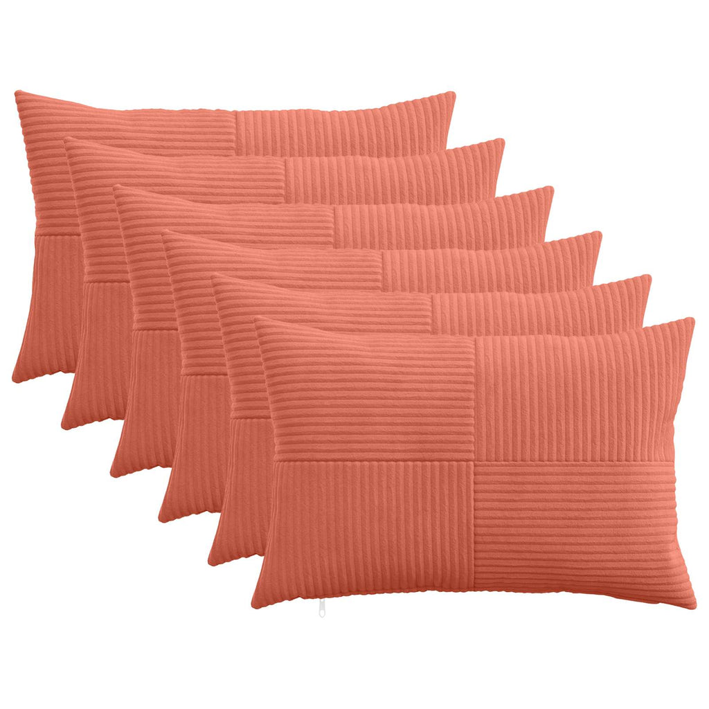 vidaXL Poszewka na poduszkę 6 pcs ALMELO Czerwono-pomarańczowy sztruks
