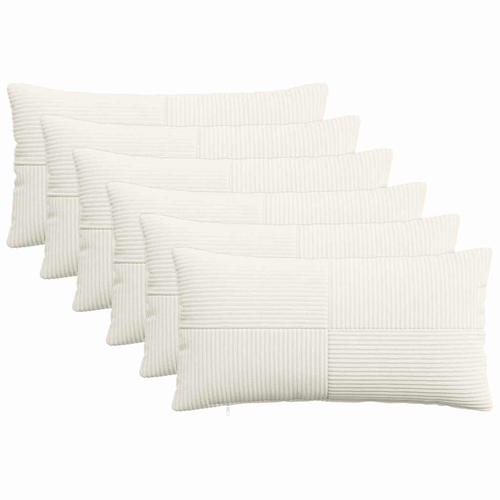 vidaXL Poszewka na poduszkę 6 pcs ALMELO kremowy 40 x 70 cm sztruks