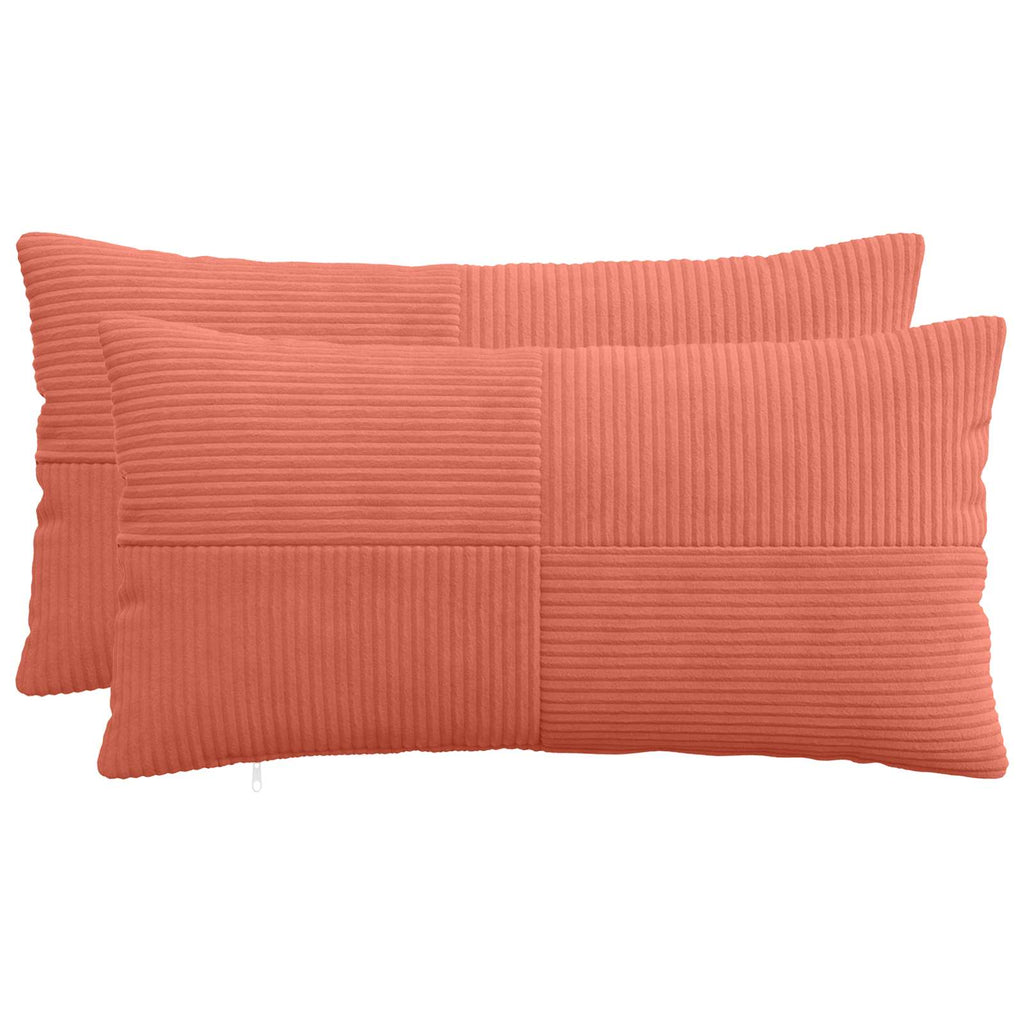 vidaXL Poszewka na poduszkę 2 pcs ALMELO Czerwono-pomarańczowy sztruks