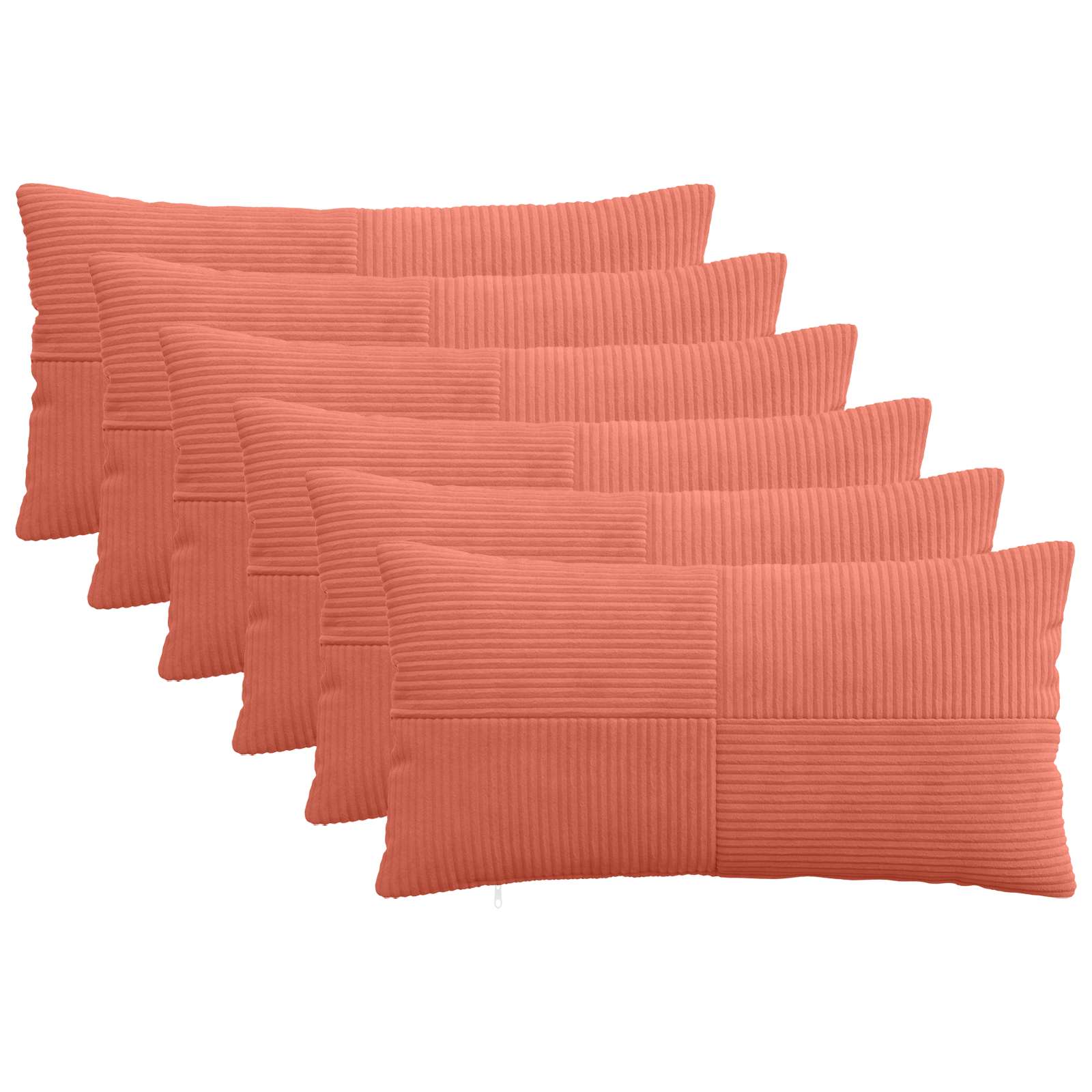 vidaXL Poszewka na poduszkę 6 pcs ALMELO Czerwono-pomarańczowy sztruks