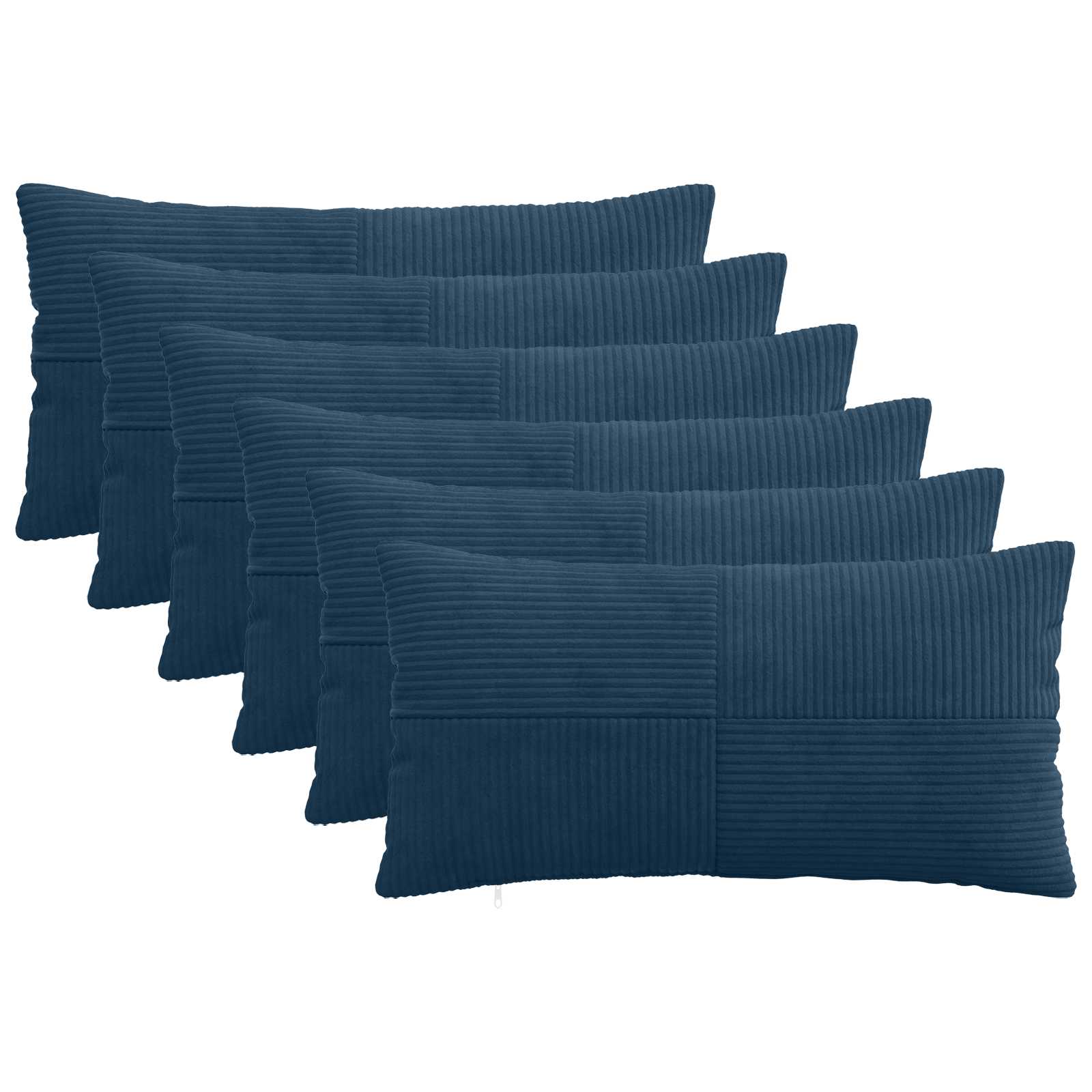 vidaXL Poszewka na poduszkę 6 pcs ALMELO Granatowy 40 x 80 cm sztruks