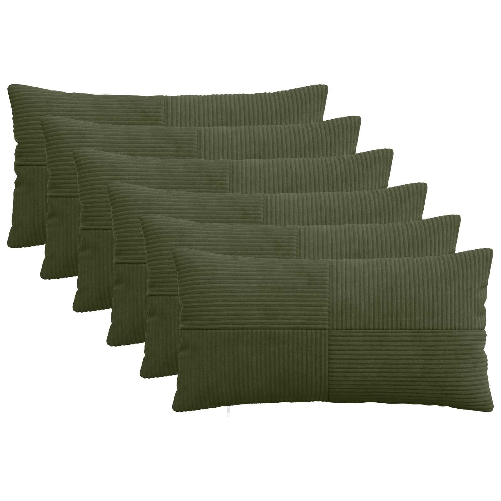vidaXL Poszewka na poduszkę 6 pcs ALMELO zielony 40 x 80 cm sztruks