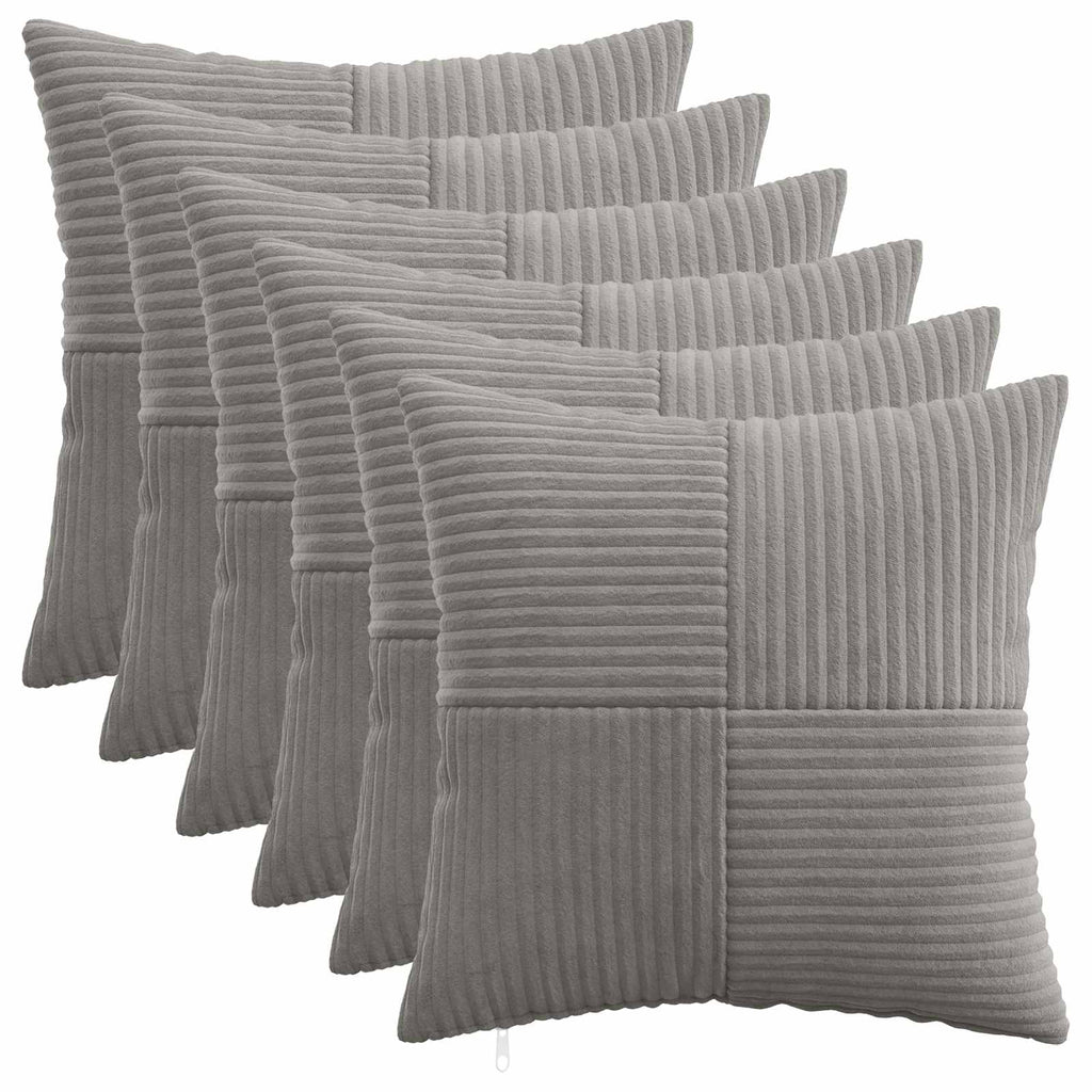 vidaXL Poszewka na poduszkę 6 pcs ALMELO jasnoszary 45 x 45 cm sztruks