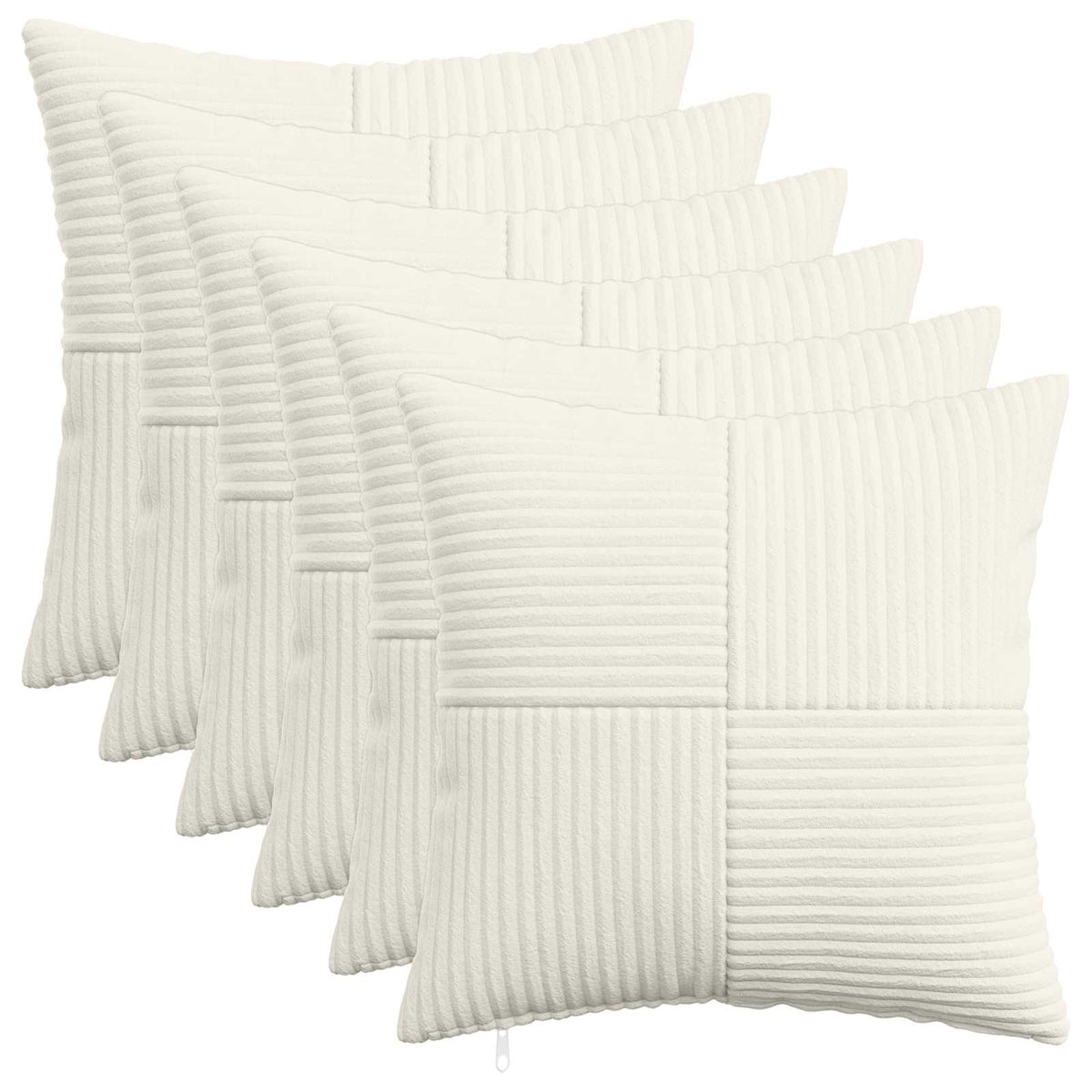 vidaXL Poszewka na poduszkę 6 pcs ALMELO kremowy 45 x 45 cm sztruks