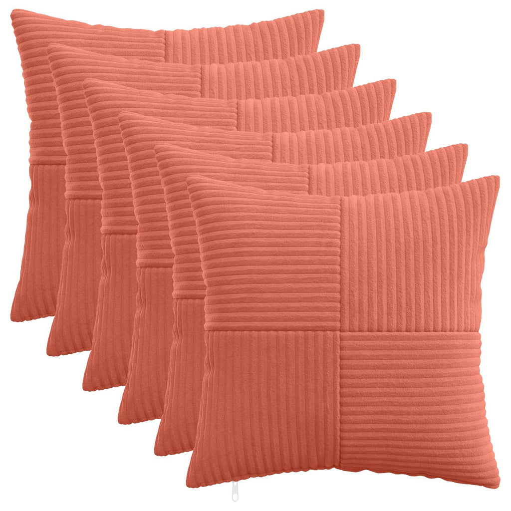vidaXL Poszewka na poduszkę 6 pcs ALMELO Czerwono-pomarańczowy sztruks