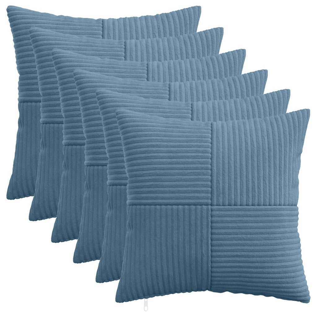 vidaXL Poszewka na poduszkę 6 pcs ALMELO niebieski 45 x 45 cm sztruks