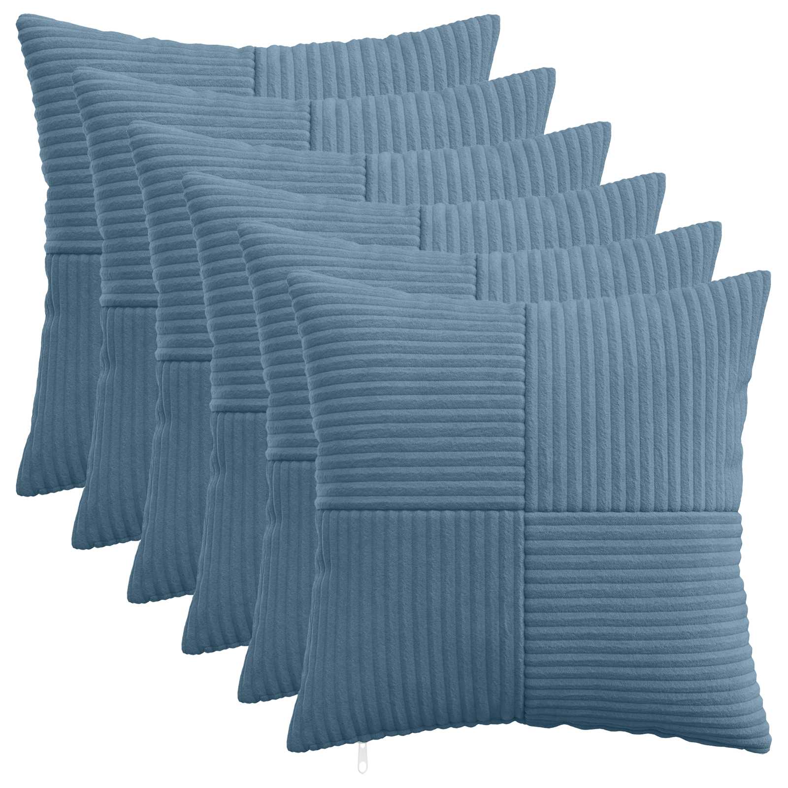 vidaXL Poszewka na poduszkę 6 pcs ALMELO niebieski 45 x 45 cm sztruks