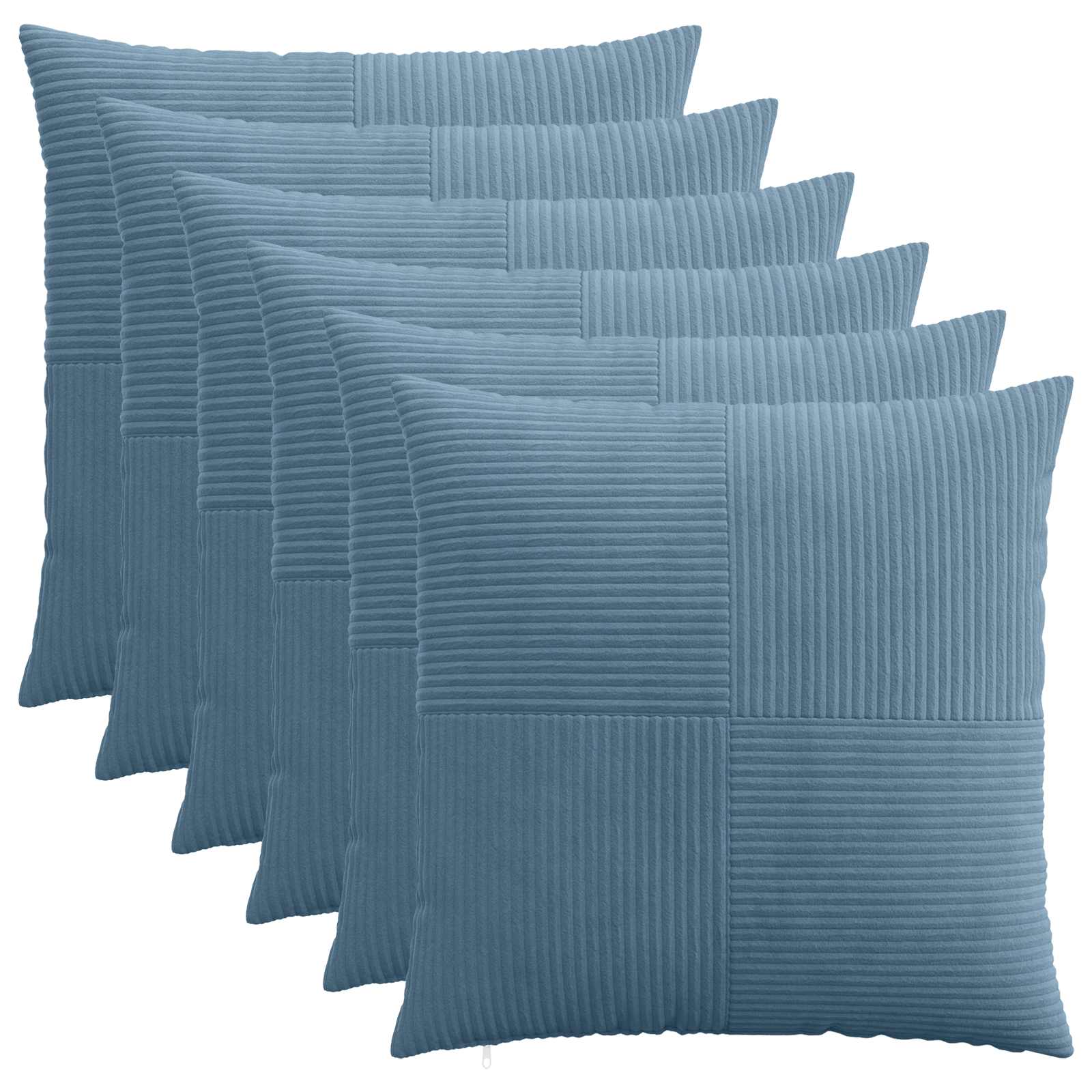 vidaXL Poszewka na poduszkę 6 pcs ALMELO niebieski 65 x 65 cm sztruks