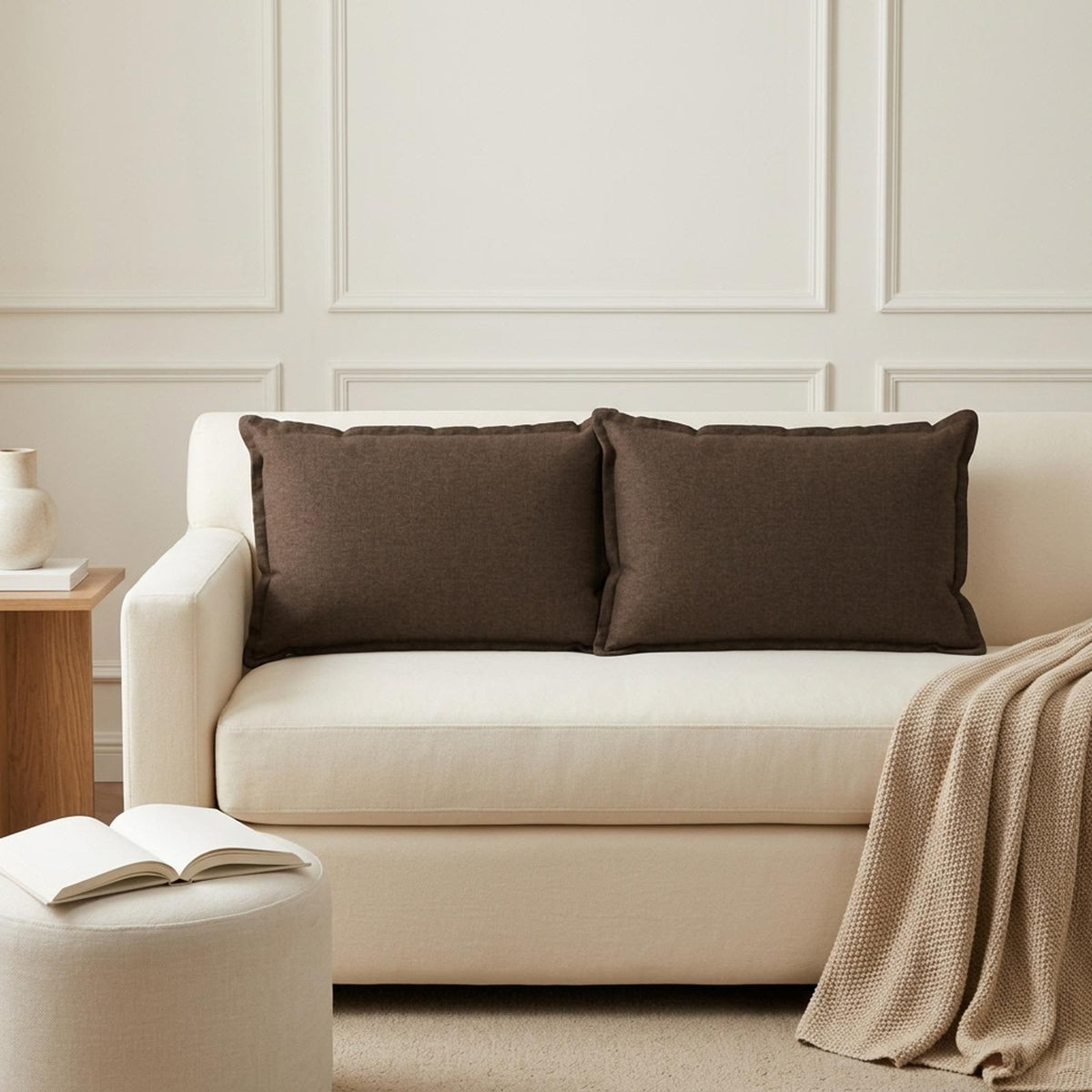 vidaXL Poduszka z poduszką HOUTEN 2 szt. brązowy Sztuczny len