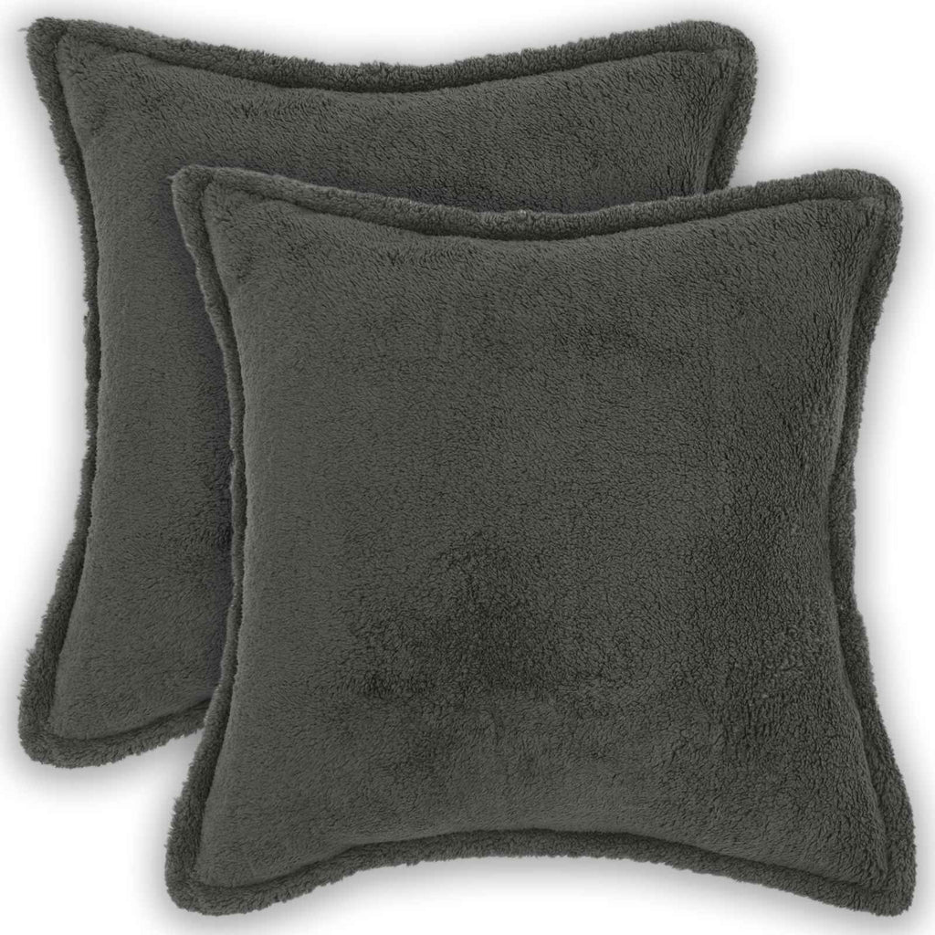 vidaXL Poszewka na poduszkę 2 pcs HOUTEN ciemnoszary 40 x 40 cm Bouclé