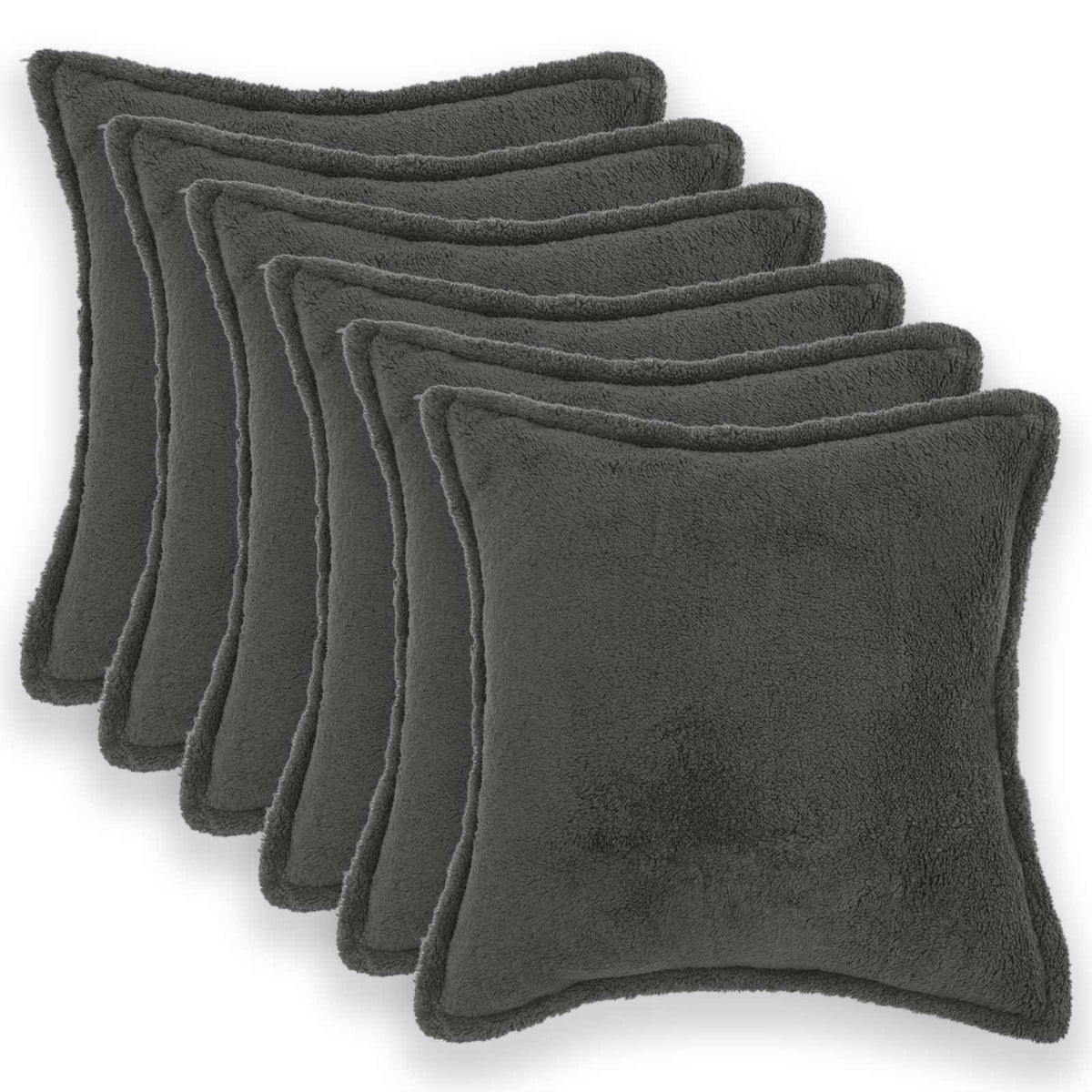 vidaXL Poszewka na poduszkę 6 pcs HOUTEN ciemnoszary 40 x 40 cm Bouclé