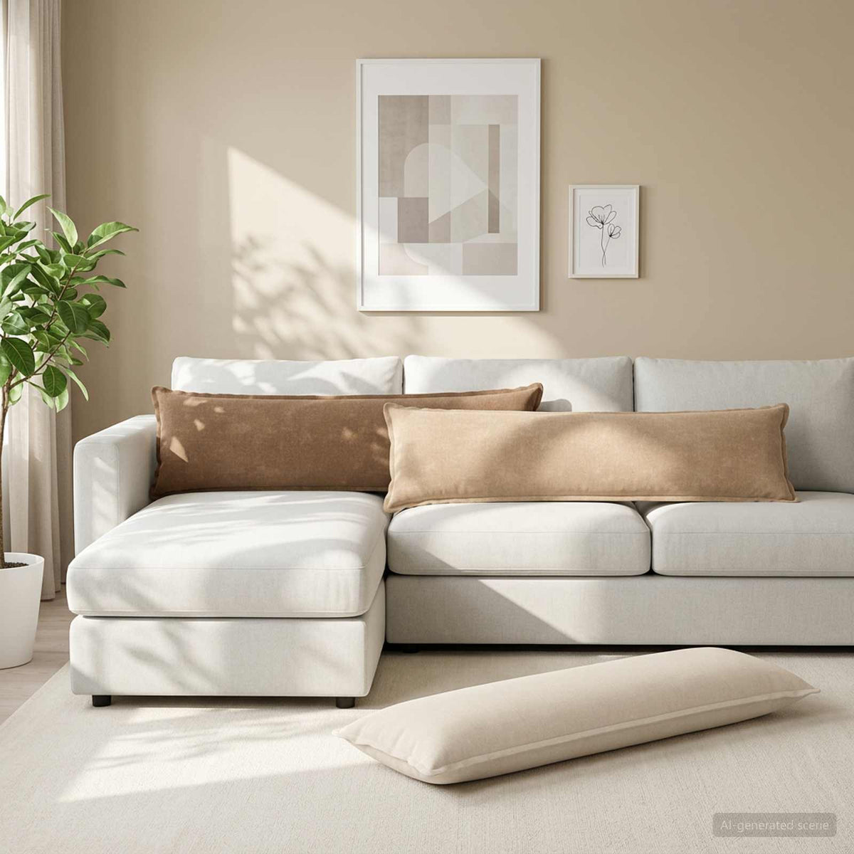 vidaXL Poszewka na poduszkę 2 szt. HOUTEN Szarobeżowy 40 x 145 cm