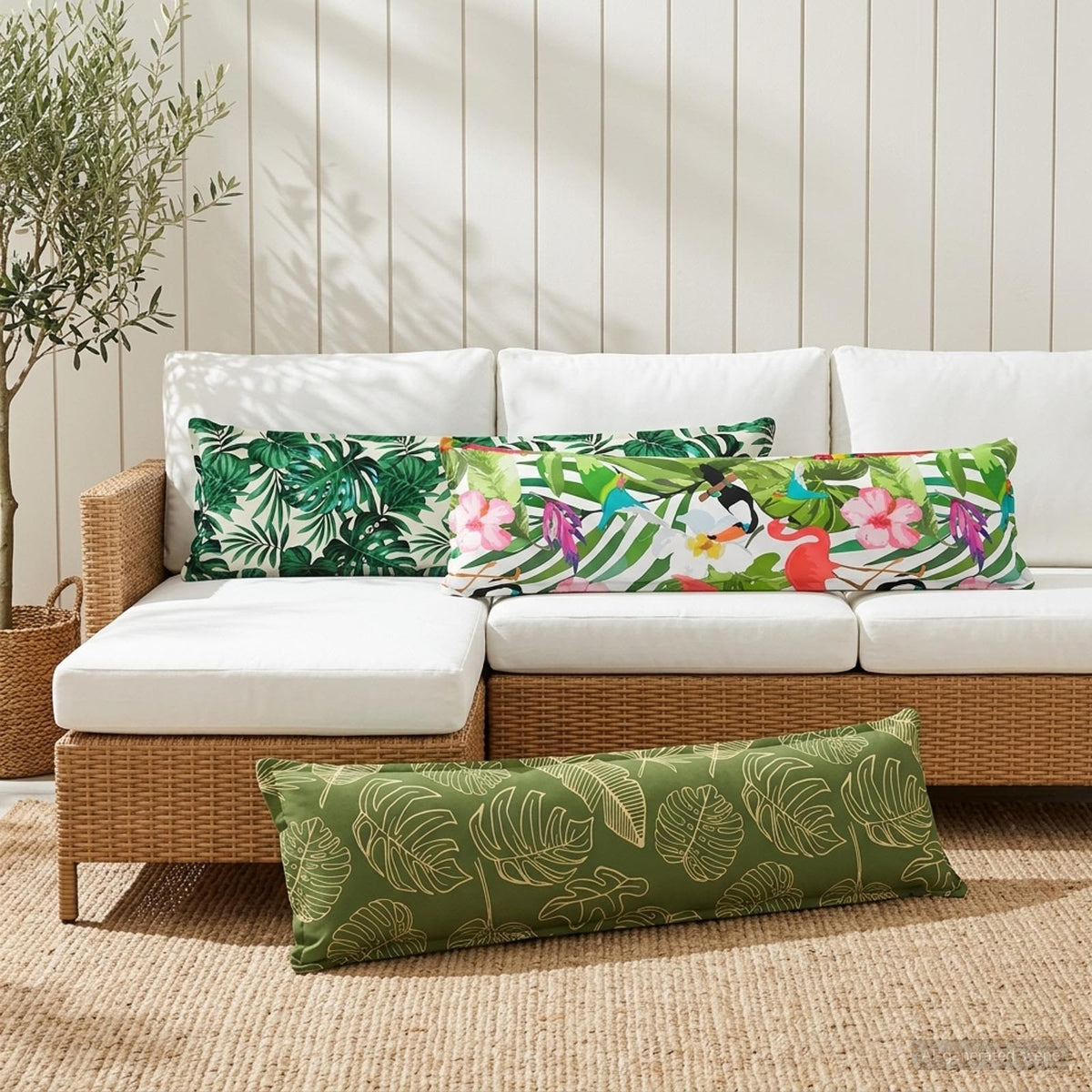 vidaXL Poduszka Liść HOUTEN motyw liści 40 x 145 cm Poliester