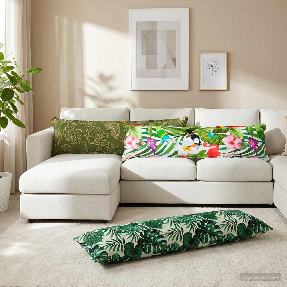 vidaXL Poduszka Liść HOUTEN Wzór liścia 40 x 145 cm Poliester