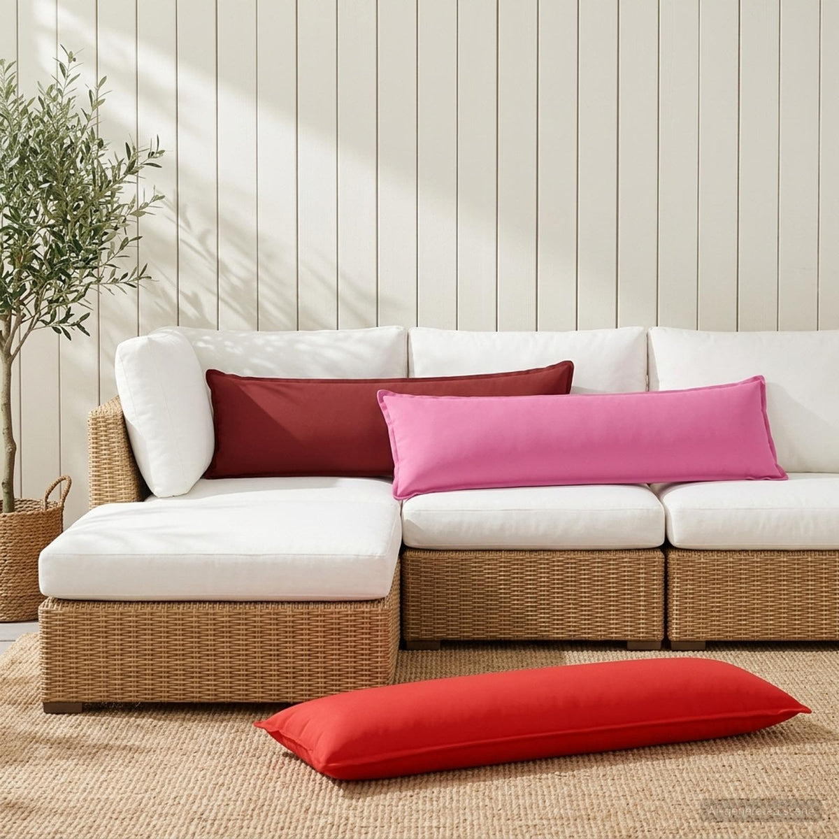 vidaXL Poduszka z poduszką HOUTEN czerwony 40 x 145 cm Poliester