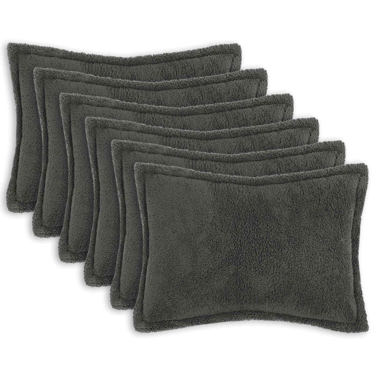 vidaXL Poszewka na poduszkę 6 pcs HOUTEN ciemnoszary 40 x 60 cm Bouclé