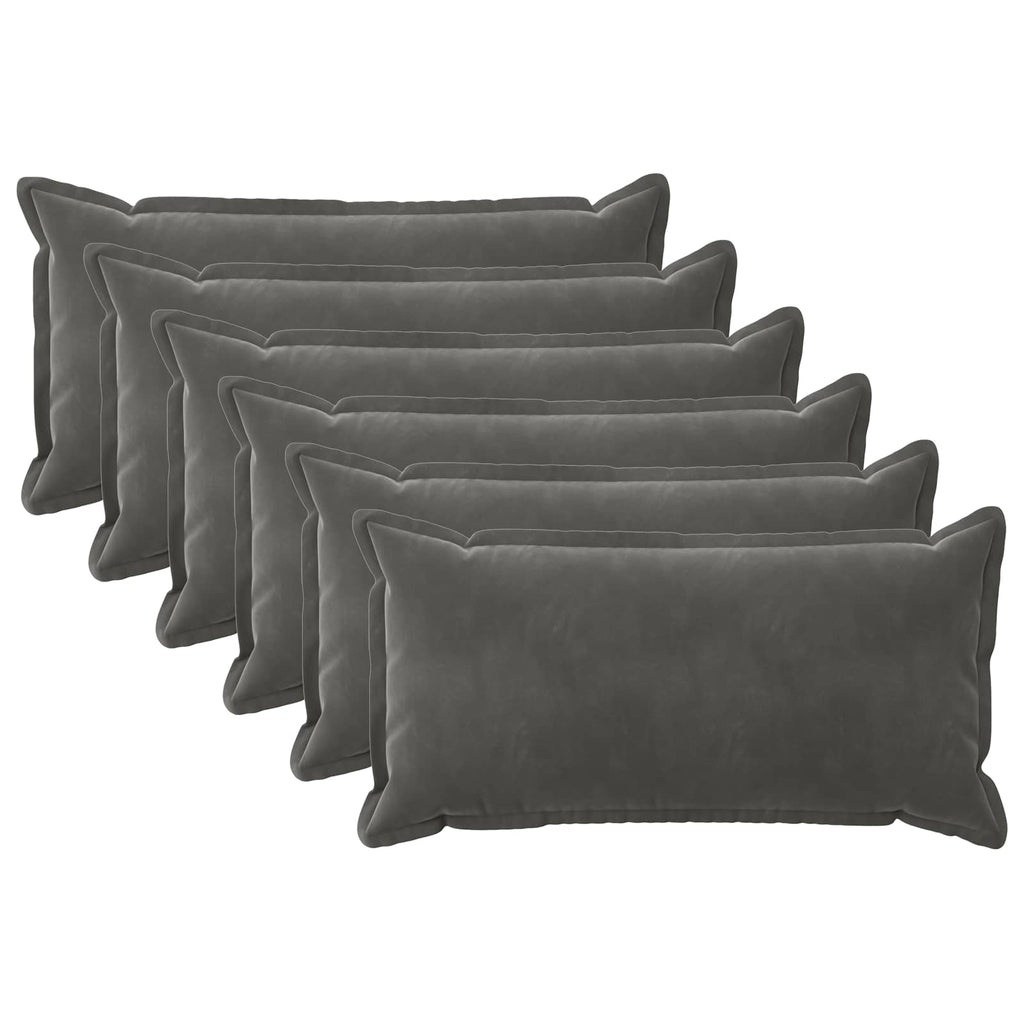vidaXL Poszewka na poduszkę 6 pcs HOUTEN ciemnoszary 40 x 70 cm Welur