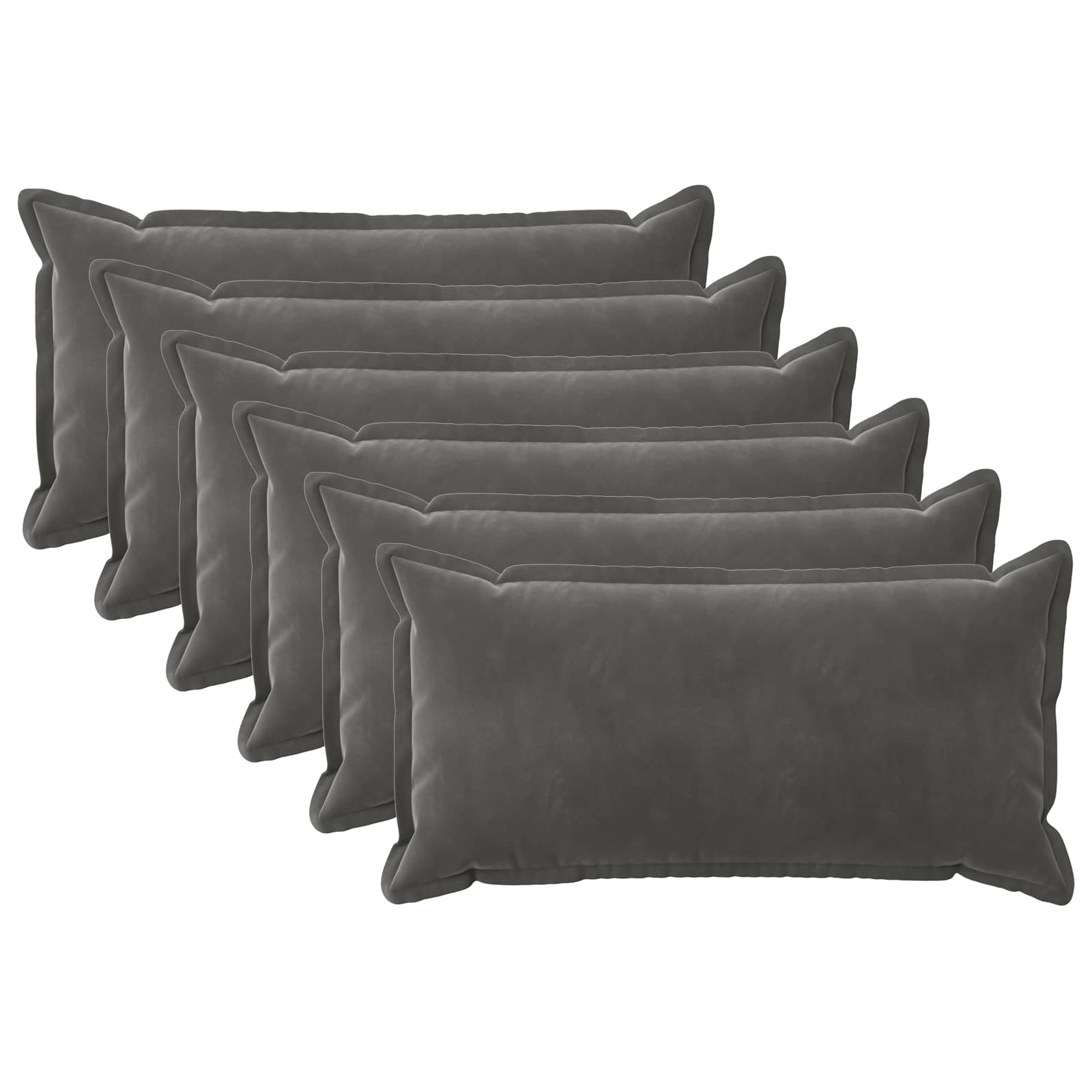 vidaXL Poszewka na poduszkę 6 pcs HOUTEN ciemnoszary 40 x 70 cm Welur