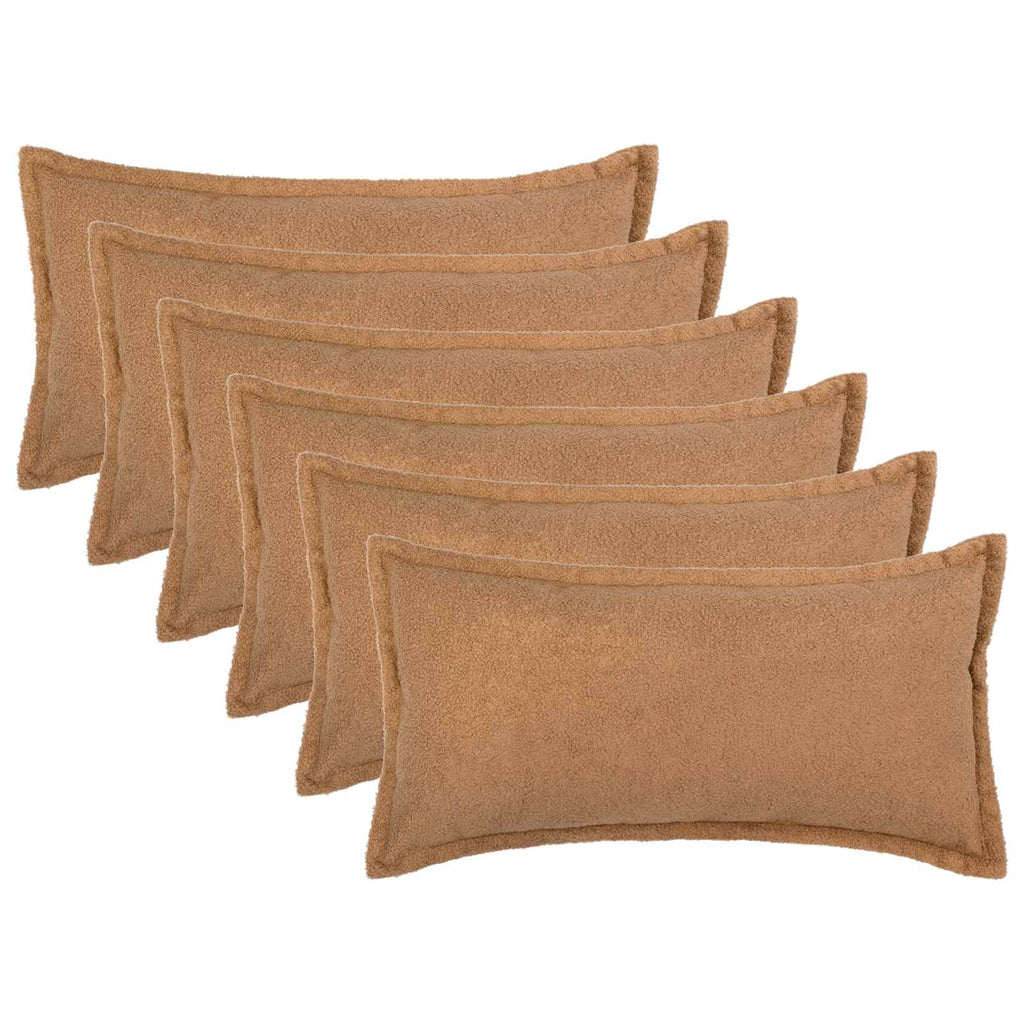 vidaXL Poszewka na poduszkę 6 pcs HOUTEN Beżowy 40 x 70 cm Bouclé